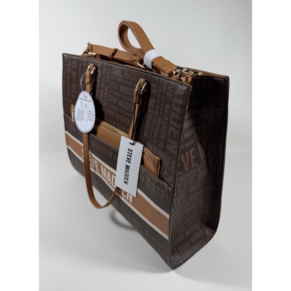 NEW Steve Madden Women's Large Blivia-Printed Logo Tote Bag with Pouch NWT $118 - Picture 3 of 6